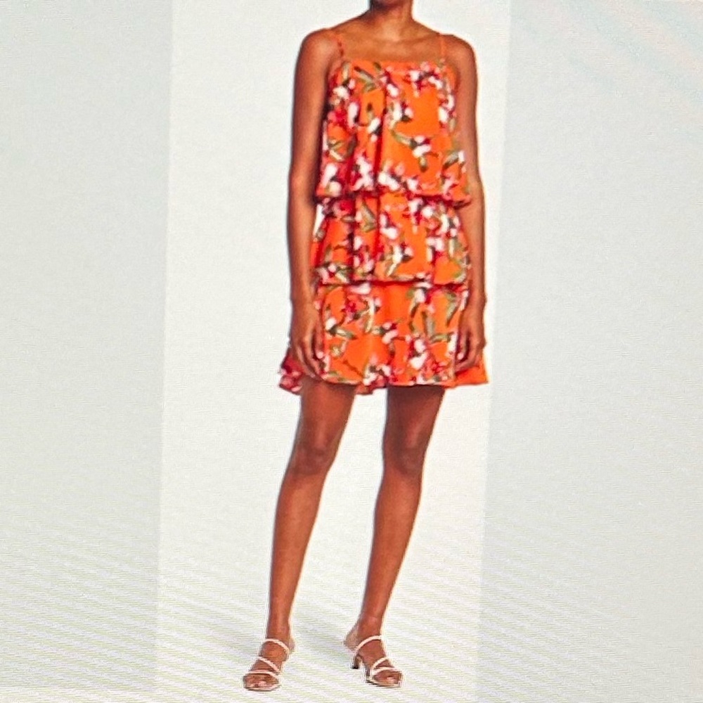 NWT Sam Edelman Ladies Size XL Orange Tiered Dress